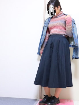 「Hollister（ホリスター）のアイテム（ニット/セーター、ピンク系）」を使った、ねずさん（レディース・156cm）の秋コーディネート