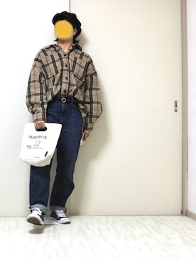 「POLO RALPH LAUREN（ポロ ラルフ ローレン）のアイテム（スニーカー、ブルー系）」を使った、ねずさん（レディース・156cm）の冬コーディネート