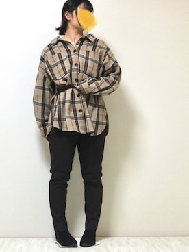 「UNIQLO（ユニクロ）のEZYツイードパンツ（ヘリンボーン）（その他パンツ、ブラウン系）」を使った、ねずさん（レディース・156cm）の冬コーディネート