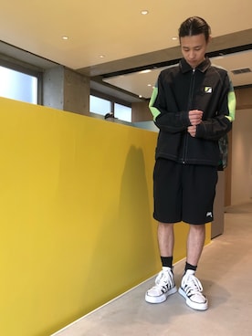 「STUSSY（ステューシー）のアイテム（ナイロンジャケット）」を使った、Satoさん（メンズ・176cm）の夏コーディネート