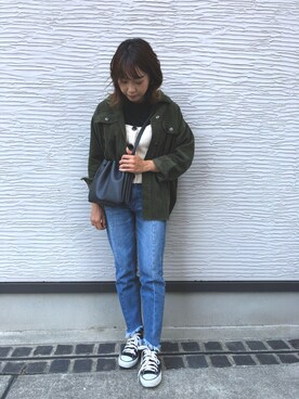 「CONVERSE（コンバース）のALL STAR HI（スニーカー）」を使った、mariさん（レディース・159cm）の秋コーディネート