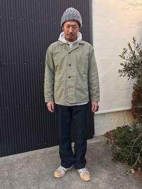 「アイテム（ミリタリージャケット）」を使った、たろささん（メンズ・170cm）の冬コーディネート