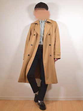 「タッセルローファー」｜「アイテム（トレンチコート）」を使った、ミニスタ さん（メンズ・157cm）の冬コーディネート