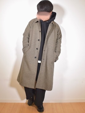 「ワッフル」｜「アイテム（ステンカラーコート）」を使った、ミニスタ さん（メンズ・157cm）の冬コーディネート