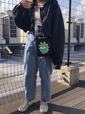 「SPINNS(スピンズ)のアイテム(デニムジャケット)」を使った、じゅりさん(レディース・153cm)の夏コーディネート