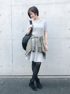 「EBELE MOTION（エベルモーション）のアイテム（ワンピース）」を使った、住田里絵子さん（レディース・164cm）の秋コーディネート