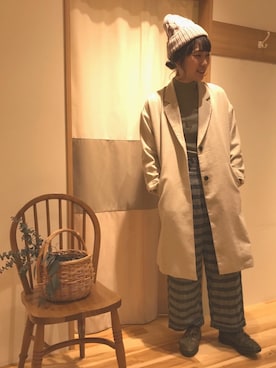 「サマンサ モスモス(Samansa Mos2)」｜「アイテム（チェスターコート）」を使った、サヤカさん（レディース・165cm）の秋コーディネート