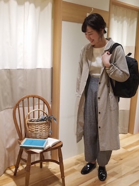 「サマンサ モスモス(Samansa Mos2)」｜「アイテム（チェスターコート）」を使った、サヤカさん（レディース・165cm）の春コーディネート