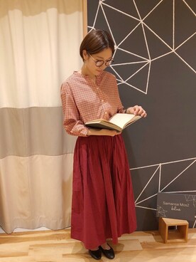 「Samansa Mos2 blue」｜「アイテム（バレエシューズ）」を使った、サヤカさん（レディース・165cm）の夏コーディネート
