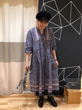 「Samansa Mos2 blue（サマンサモスモスブルー）のアイテム（ハンチング/ベレー帽）」を使った、サヤカさん（レディース・165cm）の秋コーディネート