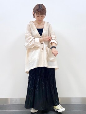 「アイテム（テーラードジャケット、ホワイト系）」を使った、あんなさん（レディース・151cm）の春コーディネート