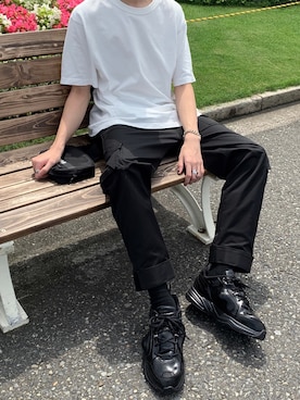 「MARTINE ROSE（マーティンローズ）のアイテム（スニーカー）」を使った、𝙧𝙪.さん（メンズ・174cm）の夏コーディネート