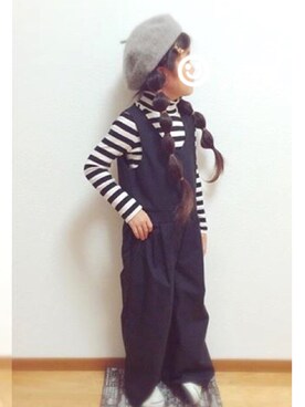 「アイテム（つなぎ/オールインワン）」を使った、Na☺︎☺︎☺︎さん（キッズ・120cm）の冬コーディネート