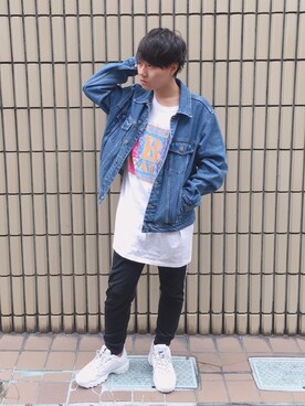 「ストリートカジュアル」｜「アイテム（デニムジャケット）」を使った、塩崎優太さん（メンズ・170cm）の秋コーディネート