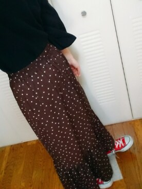 「LOWRYS FARM（ローリーズファーム）のＪＺドットマーメイドスカート　773759 （スカート、ブラウン系）」を使った、渡邉まりこさん（レディース）の冬コーディネート