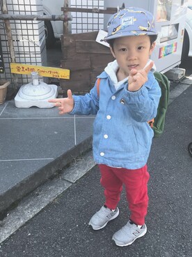 「Herschel Supply（ハーシェルサプライ）のアイテム」を使った、⚡︎想⚡︎さん（キッズ・100cm）の春コーディネート