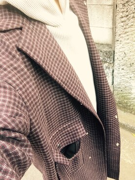 「UNUSED」｜「アイテム（トレンチコート）」を使った、RATONさん（メンズ・177cm）の冬コーディネート
