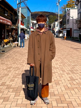 「beautiful people」｜「アイテム（ステンカラーコート）」を使った、ゆうたさん（メンズ・174cm）の秋コーディネート