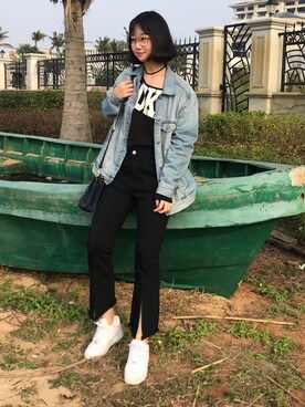 「PANCOATのアイテム」を使った、aFreakReneeさん（レディース・168cm）の冬コーディネート