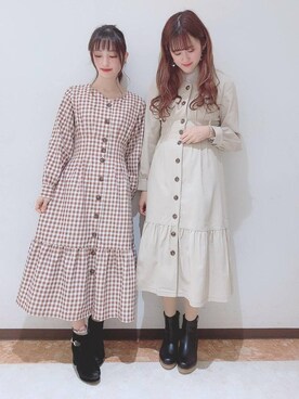 ワンピース ブラウン系 を使った 双子コーデ の人気ファッションコーディネート Wear