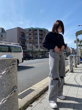 「RAGEBLUE（レイジブルー）のアイテム（スウェット）」を使った、RINさん（レディース・160cm）の春コーディネート