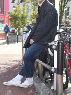 「アイテム（その他トップス、ホワイト系）」を使った、えどぅさん（メンズ・165cm）の冬コーディネート