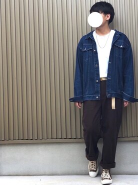 「unrelaxing（アンリラクシング）のアイテム（デニムジャケット）」を使った、関節のパニックさん（メンズ・175cm）の夏コーディネート