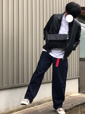 「SHIPS（シップス）のアイテム（ライダースジャケット）」を使った、関節のパニックさん（メンズ・175cm）の秋コーディネート