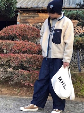 「Needles（ニードルス）の＜NEEDLES＞BALOON FATIGUE PANTS/パンツ（カーゴパンツ）」を使った、関節のパニックさん（メンズ・175cm）の秋コーディネート