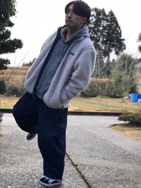 「Needles（ニードルス）の＜NEEDLES＞BALOON FATIGUE PANTS/パンツ（カーゴパンツ）」を使った、関節のパニックさん（メンズ・175cm）の冬コーディネート