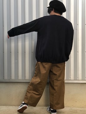 「HARE（ハレ）のアイテム（キャスケット）」を使った、関節のパニックさん（メンズ・175cm）の春コーディネート