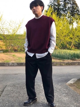 「UNIQLO（ユニクロ）のフランネルシャツ（長袖）（シャツ/ブラウス）」を使った、関節のパニックさん（メンズ・175cm）の春コーディネート