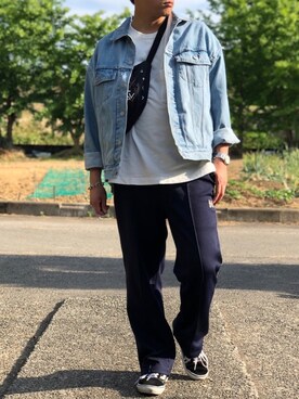 「ブレスレット」｜「アイテム（デニムジャケット）」を使った、関節のパニックさん（メンズ・175cm）の夏コーディネート