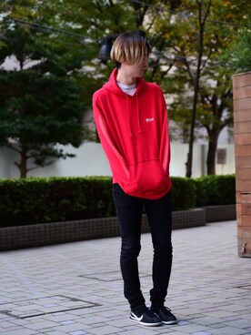 「MYne（マイン）のアイテム（パーカー）」を使った、maruyamaxoxoさん（メンズ・177cm）の秋コーディネート