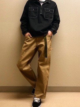 「Dickies（ディッキーズ）のアイテム（ジャケット/アウター、ブラック系）」を使った、УЦТА♛さん（メンズ・180cm）の冬コーディネート