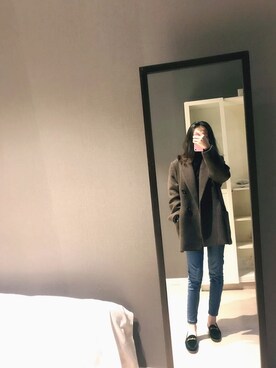 「アイテム（ローファー、グリーン系）」を使った、八斤啊さん（レディース・163cm）の春コーディネート