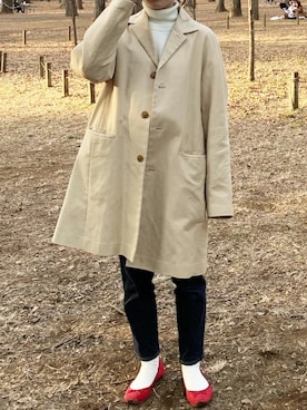 「ZOZO（ゾゾ）のスリムテーパードデニムパンツ［WOMEN］（デニムパンツ）」を使った、yoyoさん（レディース・155cm）の春コーディネート