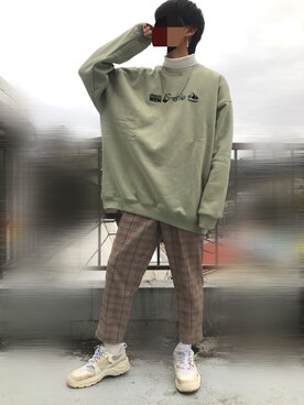 「kutir（クティール）のアウトドア刺繍裏起毛スウェット（スウェット）」を使った、しょさん（メンズ・171cm）の冬コーディネート