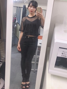 「足長効果」｜「アイテム（キャミソール）」を使った、超骨ストのRicoさん（レディース・157cm）の春コーディネート