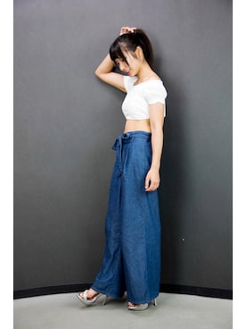 「ヘソだし」｜超骨ストのRicoさん（レディース・157cm・20代）の夏コーディネート