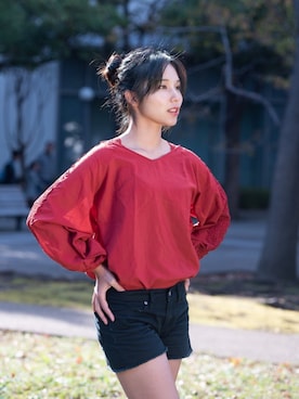 超骨ストのRicoさん（レディース・157cm）の秋コーディネート