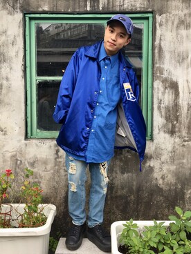 「MIZUNO（ミズノ　）のアイテム（ジャケット/アウター）」を使った、Dylanさん（メンズ・163cm）の春コーディネート