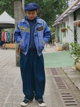 「blue」｜「アイテム（デニムジャケット）」を使った、Dylanさん（メンズ・160cm）の秋コーディネート