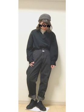 「EDWIN」｜「アイテム（ハンチング/ベレー帽）」を使った、taroさん（レディース・156cm）の冬コーディネート