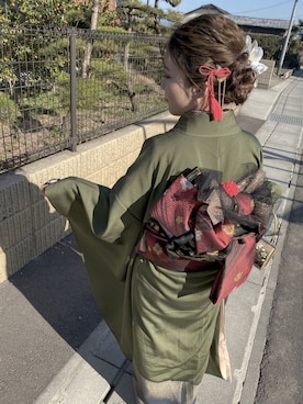 「アイテム（和装小物、ゴールド系）」を使った、rapiさん（レディース・146cm）の冬コーディネート
