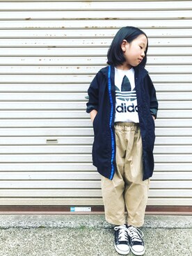 「アイテム（マウンテンパーカー）」を使った、mcmong.さん（キッズ・128cm）の春コーディネート