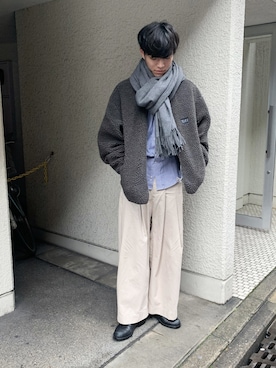 「SHINYAKOZUKA（シンヤコヅカ）のアイテム（カーゴパンツ）」を使った、Kさん（メンズ・181cm）の冬コーディネート