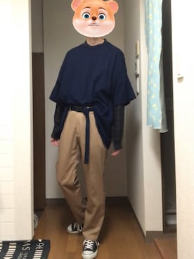 「BASQUE magenta（バスクマゼンタ）の【BASQUE -enthusiastic design-】スーパーオーバーサイズドロップショルダーハーフスリーブBIGカットソー（Tシャツ/カットソー）」を使った、ShuN.さん（メンズ・180cm）の夏コーディネート