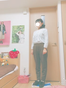 「ehka sopo（エヘカソポ）のアイテム（シャツ/ブラウス、ホワイト系）」を使った、のじょみさん（レディース）の冬コーディネート