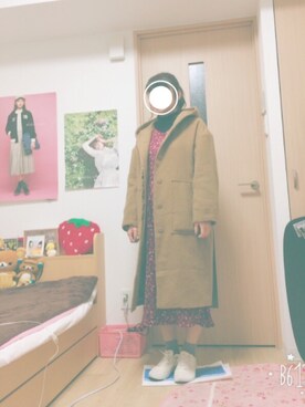 「w closet」｜「アイテム（ダウンジャケット/コート）」を使った、のじょみさん（レディース・152cm）の冬コーディネート
